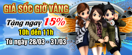 Giá Sốc Giờ Vàng - Tặng Ngay 15%